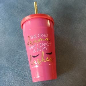 Lashes Drama Cup, Pink Tumbler With Straw, Dorm, College Cup, Cute Tumbler